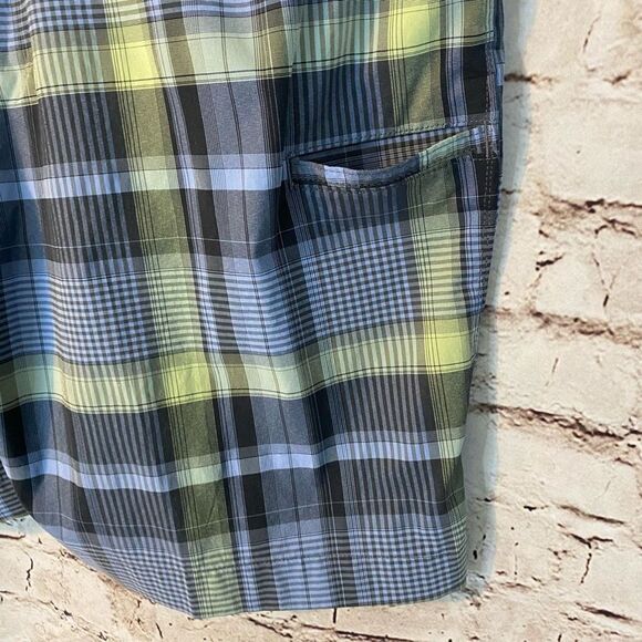 PGA Tour Golf Shorts Plaid Flat Front Blue Green Lightweight 5-Pocket Size 38 - Picture 4 of 6